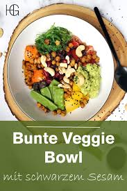 Bunte Veggie Bowl Mit Honig Senf Dressing Guacamole Und Schwarzem Sesam In 2020 Honig Senf Dressing Honig Senf Gesunde Rezepte