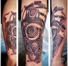 The steampunk tattoo makes your skin look like a canvas. Car Parts Tattoo Designs Elegant Arts Tattoo