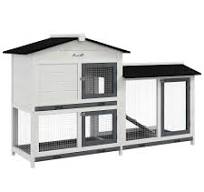 PawHut 2-Story Rabbit Hutch Wooden Bunny Hutch Cage Small ...
