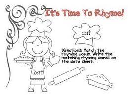 Rhyme B W Print Kindergarten Skills Rhyming Activities Rhymes