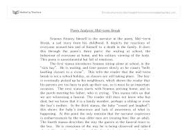 Poem Analysis Mid Term Break Gcse English Marked By Teachers Com