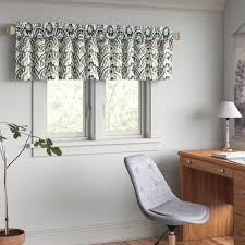 This linen valance is complemented with gray vertical stripes. Andover Mills Rudden Tailored 60 Window Valance In Teal Aqua Reviews Wayfair