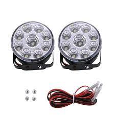 2pcs 2 75 7cm Round White 12v 9 Cree Led Light Car Drl Daytime Driving Running Flood Light Tail Fog Day Lamp For Truck Van Suv Atv Motorcycle Bike Automotive Led Lights