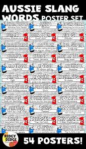 Australian Slang Or Colloquial Terms Word Wall Poster Set Australian Slang Australian Road Signs Australia Funny