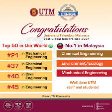 There are 34 university colleges and 10 foreign university. Universiti Teknologi Malaysia Utm Congratulations Utm Ranks 1 In Malaysia And ð—§ð—¼ð—½ ðŸ±ðŸ¬ ð—¶ð—» ð˜ð—µð—² ð˜„ð—¼ð—¿ð—¹ð—± In Engineering Field By The Us News And World Report Best Global University Ranking Facebook