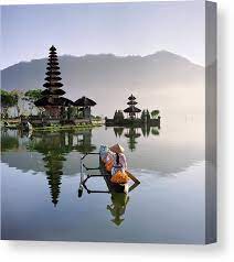 This print would add a splash of colour to any room; Bali Pura Ulun Danu Bratan Temple Canvas Print Canvas Art By Martin Puddy