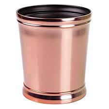 Mdesign Decorative Metal Round Small Trash Can Wastebasket Garbage Container Bin For Bathrooms Powder Rooms Kitc Garbage Containers Waste Basket Trash Can
