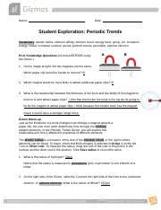 Periodic trends gizmo answer key activity b. Periodictrends Pdf Name Date Student Exploration Periodic Trends Vocabulary Atomic Radius Electron Affinity Electron Cloud Energy Level Group Ion Course Hero