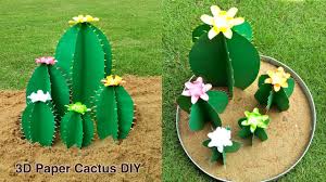 Assembling the potter paper cactus craft. How To Make 3d Cactus Diy Paper Crafts Youtube