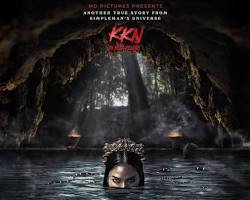 Image of poster film Badarawuhi di Desa Penari (2024) dengan judul besar dan gambargambar mistis di bawahnya