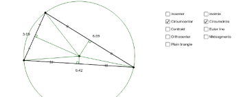 This Applet Demonstrates The Four Basic Centers Of A Triangle As Well As Some Relationships Between Them As Well As The Midsegments Triangle Pie Chart Math