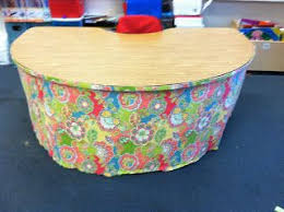 Loving Life In First Grade How To Make Kidney Table Skirt Kidney Table Table Skirt Diy Table Skirts