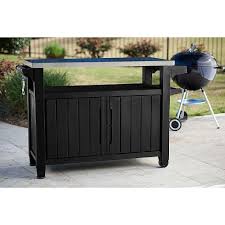 Keter Unity Outdoor Prep Table In Graphite Bed Bath Beyond In 2020 Patio Storage Grill Table Outdoor Bbq