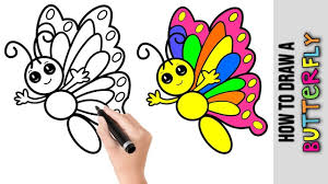 How To Draw A Butterfly Easy Pictures To Draw Step By Step Drawings Cute Easy Drawings Easy Drawings Drawing Tutorial Easy