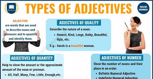 Adjectives 5 Types Of Adjectives With Definition Useful Examples Esl Grammar In 2020 Adjectives Coordinate Adjectives English Adjectives