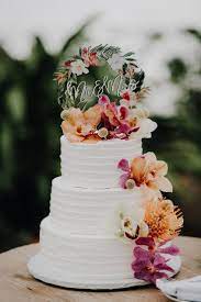 Tropical Wedding Cake Topper Floral Wreath Mr Mrs Colorful Etsy Wedding Cake Toppers Unique Tropical Wedding Cake Wedding Cake Toppers