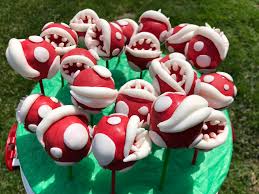 For a little boy who was mad on mario, i don't think they have been eaten yet. Red Velvet Piranha Plant Cake Pops For My Nephew S Mario Themed Birthday Party Baking