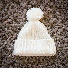 All About Ami Easy Ribbed Pom Pom Beanie Crochet Hats Crochet Crochet Beanie