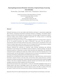 We did not find results for: Pdf Teaching Requirements Elicitation Interviews An Empirical Study Of Learning From Mistakes