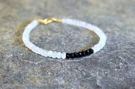 Black And White Bead Bracelet Meaning Spiritual Moonstone Bracelet With Meaning Black White Bead Etsy White Beads Bracelet Bracelets With Meaning Black Tourmaline Bracelet