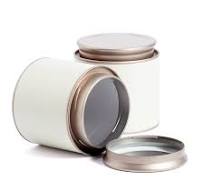 Airtight Round Tins for Matcha Powder Tea Coffee Beans Modern Style  Portable Small Storage jar (White, 2*Small (91x91mm))