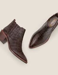 Black Ankle Boots With Brown Heel Burwell Ankle Boots Dark Brown Croc Burwell Ankle Boots These Wearable Ankle Boots Come In A Choice Of Embossed C With Images Brown Ankle Boots Black Ankle Boots Boots