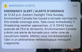 Merci à tous pour votre aide. Environment Canada Issues Mobile Emergency Alert For Tornado Warning In Parts Of The Gta
