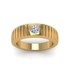 Solitaire Diamond Wide Band For Men In 18k Yellow Gold In 2022 Modern Diamond Rings Gold Rings Fashion Mens Gold Rings