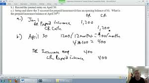 Set up t accounts for cash; Accounting Unit 3 Part 1 Prepaid Expenses Youtube