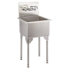 Drop in utility sinks are compatible with multiple counter materials. Signature Hardware 421815 Stainless Steel 20 3 4 Free Standing Single Basin Stainless Steel Utility Sink Faucet Com