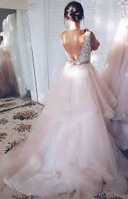 Light Pink V Neck Sleeveless Sweep Train Lace Top Tulle Wedding Dress With Sash N597 Ombre Wedding Dress Ball Gowns Wedding Backless Wedding
