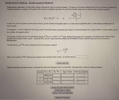 Radioactive elements decay the universe is full of naturally occurring radioactive elements. Solved Radiometric Dating Graphical Method The Purpose Chegg Com