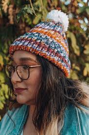 Fall Double Brimmed Loom Knit Wool Blend Beanie With Pom Pom/ Loom Knit  Beanie large Size