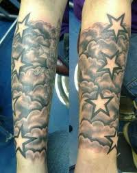 Half Sleeve Birds And Clouds Tattoo Resultado De Imagen De Star And Cloud Tattoos Cloud Tattoo Star Sleeve Tattoo Star Tattoos