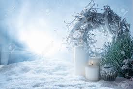Winter Decoration With Burning White Candles In Snow For Christmas Stock Photo Picture And Royalty Free Image Image 116103029