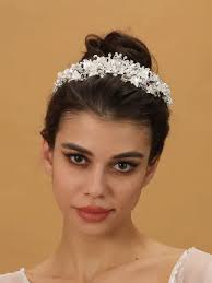 Colore argento perla cristallo corona fascia fiore strass oro tiara diadema  festa donna sposa accessori per capelli da sposa gioielli