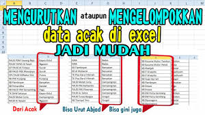 Cara Cepat Mengurutkan Data Acak Di Excel Youtube