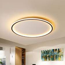 Nordic Style Disc Led Ceiling Lighting 19 5 Wide Aluminum Black Flush Lamp In Warm Light Ceiling Lights Led Ceiling Lights Modern Outdoor Ceiling Light