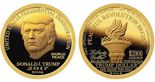 Donald trump coin piece of money gold plated. The Creator Of The Liberty Dollar Is Now Issuing Inaugural Trump Dollars