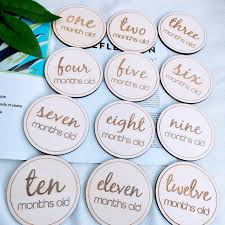 Baby 1 12 Months Old Wood Signs Monthly Milestone Cards Diy Photo Props Infant Baby Age Announcement Board Buy At The Price Of 1 17 In Aliexpress Com Imall Com