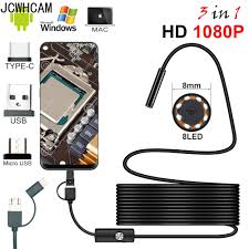 كامل Hd 1080p المنظار كاميرا مايكرو نوع C أندرويد الهاتف الذكي 2 متر 5 متر 10 متر الصلب سلك قابل للثني 8 مللي متر التنظير كاميرا فحص في بوريسكوب من أدوات على
