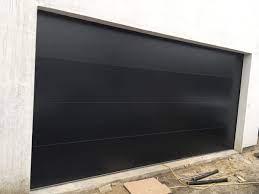 Infinity Flush Panel Smooth Steel Garage Door With Horizontal Modern Glass Design Steel Garage Doors Garage Door Design Garage Doors