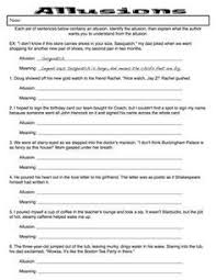 Allusions Practice Worksheet Teaching High School Allusion In Literature Practices Worksheets