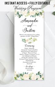 Wedding Ceremony Program Printable White Floral Program Etsy Winter Wedding Planning Printable Wedding Programs Wedding Planning Tips