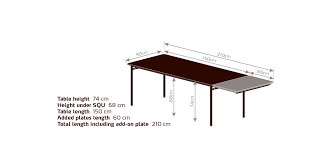 The measurements are given in inches. Taffel Dining Table 90x150 210 Cm 707220003