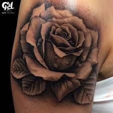 Black And Gray Realistic Rose Tattoo Shoulder Tattoo Tattoosbycapone Realistic Rose Tattoo Black And Grey Rose Tattoo Rose Tattoos For Men