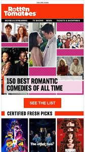 This is top 100 comedy movies by rottentomatoes.com. The 150 Best Romantic Comedies Of All Time Rotten Tomatoes Email Archive