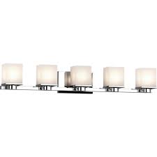 Volume Lighting Sharyn 5 Light 8 In Chrome Indoor Bathroom Vanity Wall Sconce Or Wall Mount With Frosted Glass Square Rectangle Shades 1155 3 The Home Depot