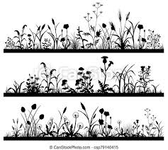Red butterfly logo vector set art design. Silhouette Of Field Flowers And Garden Grass Landscape Set Butterfly Vector Illustration Canstock