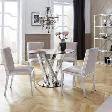 Solid oak and oak veneer base with toughened glass top. Glass Dining Table And 4 Chairs Sets Uk Furniture In Fashion